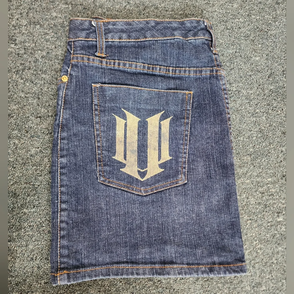 EleVen by Venus Williams Skirt Pocket Logo Graphic Denim Jean Plus Size 14